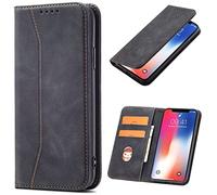 OKZone Funda para OPPO Reno 4 Pro 5G, Funda Carcasa de Cuero para OPPO Reno 4 Pro 5G,Magnético Carcasa Funda Móvil Billetera Cuero Funda con Tapa Libro Caso Soporte Plegable (Negro)