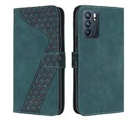 OKZone Funda para OPPO Reno 6 5G, PU Cuero Flip Carcasa Fundas Móvil de Tapa Libro Caso Piel PU para OPPO Reno 6 5G, Billetera Case Telefono Cubrir Móvil Phone Cover con Cáscara de TPU (Verde)