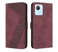 OKZone Funda para Realme C30 / Realme Narzo 50i Prime, PU Cuero Flip Carcasa Fundas Móvil de Tapa Libro Caso Piel PU, Billetera Case Telefono Cubrir Móvil Phone Cover con Cáscara de TPU (Rojo)