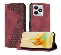 OKZone Funda para Realme C51 4G/C53 4G/Narzo N53 4G/Note 50 4G, PU Cuero Flip Carcasa Fundas Móvil de Tapa Libro Caso Piel PU Billetera Case Telefono Cubrir Móvil Cover con Cáscara de TPU(Rojo)
