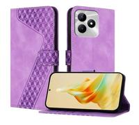 OKZone Funda para Realme C51 4G/C53 4G/Narzo N53 4G/Note 50 4G, PU Cuero Flip Carcasa Fundas Móvil de Tapa Libro Caso Piel PU Billetera Case Telefono Cubrir Móvil Cover con Cáscara de TPU(Púrpura)