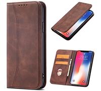 OKZone Funda para Samsung Galaxy A20E / A10E, Funda Carcasa de Cuero para Samsung Galaxy A20E / A10E,Magnético Carcasa Funda Móvil Billetera Cuero Funda con Tapa Libro Caso Soporte Plegable (Marrón)