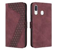 OKZone Funda para Samsung Galaxy A20E/A10E, PU Cuero Flip Carcasa Fundas Móvil de Tapa Libro Caso Piel PU para Samsung A20E/A10E, Carcasa Galaxy A20E/A10E con Tapa Case Telefono Móvil Cover (Rojo)