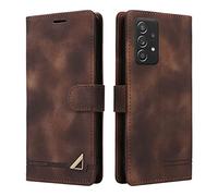 OKZone Funda para Samsung Galaxy A73 5G, Premium PU Cuero Cierre Magnético Tipo Libro Flip Folio Carcasa Soporte Plegable Ranuras para Tarjetas Cáscara de TPU para Samsung Galaxy A73 5G (Marrón)