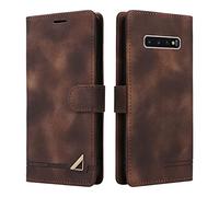 OKZone Funda para Samsung Galaxy S10, Premium PU Cuero Cierre Magnético Tipo Libro Flip Folio Carcasa Soporte Plegable Ranuras para Tarjetas Cáscara de TPU para Samsung Galaxy S10 (Marrón)