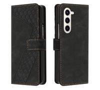 OKZone Funda para Samsung Galaxy Z Fold 6, PU Cuero Flip Carcasa Fundas Móvil de Tapa Libro Caso Piel PU Billetera Case Telefono Cubrir Móvil Cover con Cáscara de TPU(Negro)
