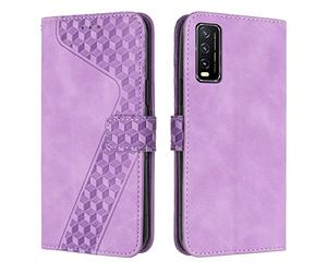 OKZone Funda para Vivo Y20/Y20i/Y20S/Y12A/Y12S/Y11S, PU Cuero Flip Carcasa Fundas Móvil de Tapa Libro Caso Piel PU Billetera Tarjetero Case Telefono Cubrir Móvil Cover con Cáscara de TPU (Púrpura)