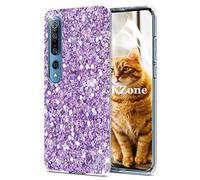 OKZone Funda para Xiaomi Mi 10 Carcasa Purpurina [con Protector Pantalla], Cárcasa Brilla Glitter Brillante TPU Silicona Teléfono Smartphone Funda Móvil Case (Púrpura)