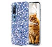 OKZone Funda para Xiaomi Mi 10 Carcasa Purpurina [con Protector Pantalla], Cárcasa Brilla Glitter Brillante TPU Silicona Teléfono Smartphone Funda Móvil Case (Azul)