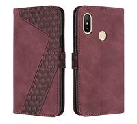 OKZone Funda para Xiaomi Mi 6X/Mi A2, PU Cuero Flip Carcasa Fundas Móvil de Tapa Libro Caso Piel PU para Xiaomi Mi 6X/Mi A2, Billetera Case Telefono Cubrir Móvil Cover con Cáscara de TPU (Rojo)