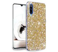 OKZone Funda para Xiaomi Mi 9 Carcasa Purpurina [con Protector Pantalla], Cárcasa Brilla Glitter Brillante TPU Silicona Teléfono Smartphone Funda Móvil Case (Oro)