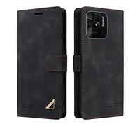 OKZone Funda para Xiaomi Redmi 10C, Premium PU Cuero Cierre Magnético Tipo Libro Flip Folio Carcasa Soporte Plegable Ranuras para Tarjetas Cáscara de TPU para Xiaomi Redmi 10C (Negro)