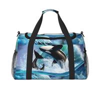 Ola de orcas asesinas,Bolsas Deportivas, Bolsos de Viaje Deportivos Cruzados de Mano, Bolsas de Viaje de Gran Capacidad para Mujeres y Hombres.