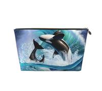 Ola de orcas orcas, Bolsa de Maquillaje Bolsa de cosméticos Bolsa de artículos de tocador de Viaje portátil Bolsa de artículos de tocador