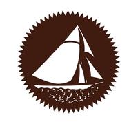 Ola del mar en un pequeño barco Calcomanías de letras 36x36.2cm Pegatinas para vidrio Café