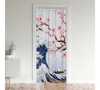 Ola japonesa cortina de puerta 106x203cm Floral Cortinas interiores Sala Dormitorio para Dormitorio Sala de estar Cortinas al aire libre entrada Mar Fluctuaciones Cortina Ocultante