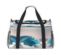 Ola marina azul de dibujos animados. Es una bolsa de viaje cruzada de mano con gran capacidad y multifunción, imprescindible para viajes al aire libre