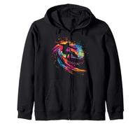 Ola Montar Color Splash Ocean Surfer Surfing Niños Sudadera con Capucha