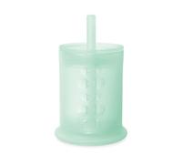 olababy Vaso de entrenamiento de silicona Clear View con tapa de pajita, entrenador de picos para niños a partir de 12 meses, vasos de agua irrompibles para niños a partir de 2 años (menta, 5 oz)