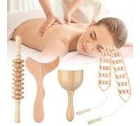 OLACD Kit de terapia de masaje de madera de 4 piezas para relajación muscular y alivio del dolor