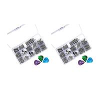 Oladfiop 2 Unidades guitarra eléctrica tornillo kit clasificación caja para puentes de guitarra eléctrica Pickups sintonizador interruptor placas de cuello resortes 6 piezas de púas de color aleatorio
