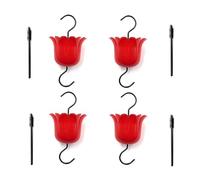 Oladfiop Paquete de 4 dispensadores de agua de gran capacidad, dispensador de comida colgante con gancho y cepillo de limpieza (rojo)