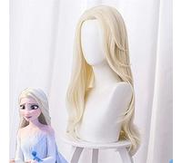 Olaf's Adventure II Princesa Elsa Cosplay Peluca Halloween Fantasía Nieve Crecer Reina Elsa 65cm Regalo de fiesta ondulado largo + Gorra de peluca gratis