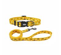 Olahibi Juego combinado de collar y correa para perro, patrón de abeja, material de poliéster, correa a juego de 150 cm, para perros pequeños. (S, abeja)