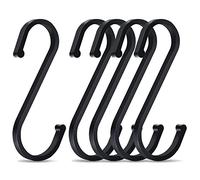 Olakin 5 Piezas S Ganchos, 8,6 X 5,3 CM Ganchos en Forma de S de Aluminio, Multifuncionales S Ganchos para Utensilios de Cocina, Oficina, Baño, Garaje, Taller e Hogar(Negro)