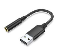 Olakin Adaptador USB a Jack 3,5mm Audio[Hi-Fi/4 Polos TRRS], Micrófono Externo USB de Tarjeta de Sonido Estéreo Adaptador Auxiliar para Auriculares, Compatible con Windows PC, PS4, Mac OS