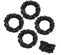 Olakin Coletero de Seda para Pelo [4PCS], para el Cabello Scrunchies Velvet Elástico Bandas, Elástico Gomas de Pelo Para Mujeres Niñas Accesorios, Scrunchies para moños trenzas(Negro)