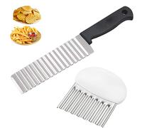 Olakin Cortadores Ondulados 2 Piezas, Cortador de la Cortadora de Viruta Ondulada, Acero Inoxidable Cortador de Patatas, Herramienta de Corte de Cocina para Cortar Patatas, Batatas, Frutas y Verduras