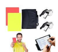 Olakin Silbato de Acero Inoxidable, Kit de Tarjetas de árbitro Tarjetas, Tarjetas Amarillas y Rojas, Fútbol Kit de árbitro Deportivo con Lápiz para Juego de Fútbol Deporte Escolar