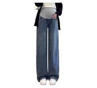 Olamao Vaqueros de embarazo Slim Wide Leg | Cinturón ajustable | Moda Elegante | Adecuado para mujeres de hasta 165 cm | Ideal para el día a día y el trabajo, Type-01, L