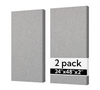 Olanglab Panel de pared acústico de fibra de vidrio (gris claro, 24 x 48 pulgadas, paquete de 2)