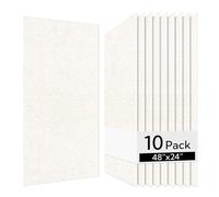 Olanglab Paneles acústicos de pared, paquete de 10 unidades, 48 x 24 por paneles acústicos, absorben el sonido, paneles de sonido decorativos para el hogar, estudio y oficina, color beige claro liso