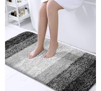 OLANLY Alfombra de baño de lujo, extra suave y absorbente, alfombra de baño de microfibra antideslizante, lavable a máquina, tapete de baño para suelo de baño, bañera y ducha, 47 x 24 pulgadas, color negro