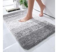 OLANLY Bathroom Rugs Mat 24x16, Extra Soft Absorbent Microfiber Bath Rugs, Rubber Backing, Quick Dry, Machine Washable Bath Mats for Bathroom Floor, Tub, Shower and Home Decor Accessories, Light Grey