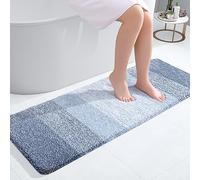 OLANLY Bathroom Runner Rugs 47x17, Extra Soft Absorbent Microfiber Bath Rugs, Rubber Backing, Quick Dry, Machine Washable Bath Mats for Bathroom Floor, Tub, Shower and Home Decor Accessories, Blue
