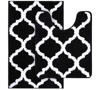 OLANLY Juego de 2 alfombras de baño de Microfibra para Ducha y Alfombra de Inodoro en Forma de U, Lavar a máquina, Antideslizante, Absorbente, Alfombra de baño para bañera, Ducha y baño (30 x 20