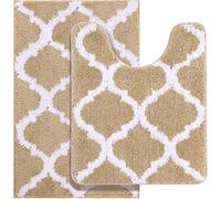 OLANLY Juego de 2 alfombras de baño de Microfibra para Ducha y Alfombra de Inodoro en Forma de U, Lavar a máquina, Antideslizante, Absorbente, Alfombra de baño para bañera, Ducha y baño (30 x 20