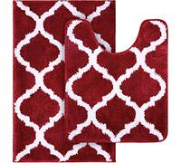 OLANLY Juego de 2 alfombras de baño de Microfibra para Ducha y Alfombra de Inodoro en Forma de U, Lavar a máquina, Antideslizante, Absorbente, Alfombra de baño para bañera, Ducha y baño (20 x 32 + 20