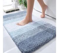 OLANLY Tapete de baño de Lujo de 30 x 20 Pulgadas, tapete de Microfibra extrasuave y ultraabsorbente, tapete de cerdas largas y Antideslizante, para Lavar y secar a máquina, para bañera y regadera,