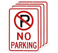 OLANZU Paquete de 4 letreros de no estacionamiento con asa, 10 x 14 pulgadas, aluminio de grado ingeniero, letrero de no estacionamiento, sin estacionamiento, para entrada, protección UV, para