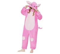 OLAOLA Pijama Animal para Adulto, Fleece Unisex Cerdo Onesie, Soft Disfraz para Cosplay de Halloween, Pijama Entero de Una Pieza para Mujer y Hombre