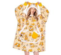 OLAOLA Sudadera con Capucha Extragrande para Adultos, Manta de Forro Polar Sherpa con Mangas y Bolsillos, Suave Cálida y Acogedora Sudadera Manta para Mujer Hombre (Shiba Inu)