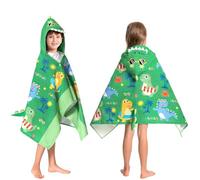 OLAOLA Toalla de Baño con Capucha para Niños, Toallas de Playa Microfibra Suave para Nadar Surfear, Poncho de Baño para Niños y Niñas de 3 a 12 Años (Dinosaurio Playa)