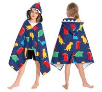 OLAOLA Toalla de Baño con Capucha para Niños, Toallas de Playa Microfibra Suave para Nadar Surfear, Poncho de Baño para Niños y Niñas de 3 a 12 Años (Dinosaurio Coloridos)