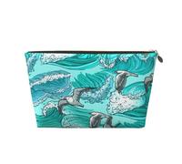 Olas Bosquejo Gaviota Aves, Bolsa de Maquillaje Bolsa de cosméticos Bolsa de artículos de tocador de Viaje portátil Bolsa de artículos de tocador