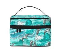 Olas Bosquejo Gaviota Aves, Bolsa de Maquillaje Bolsa de cosméticos Bolsa de Aseo de Viaje portátil Estuche para lápices